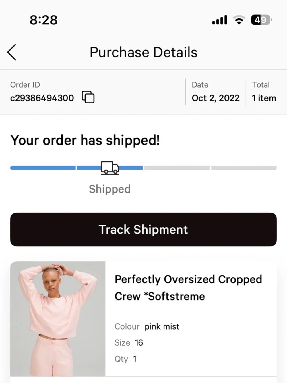 Lululemon | Perfectly Oversized Cropped Crew in Pink Mist *Softstreme - Size 16 - Picture 4 of 9